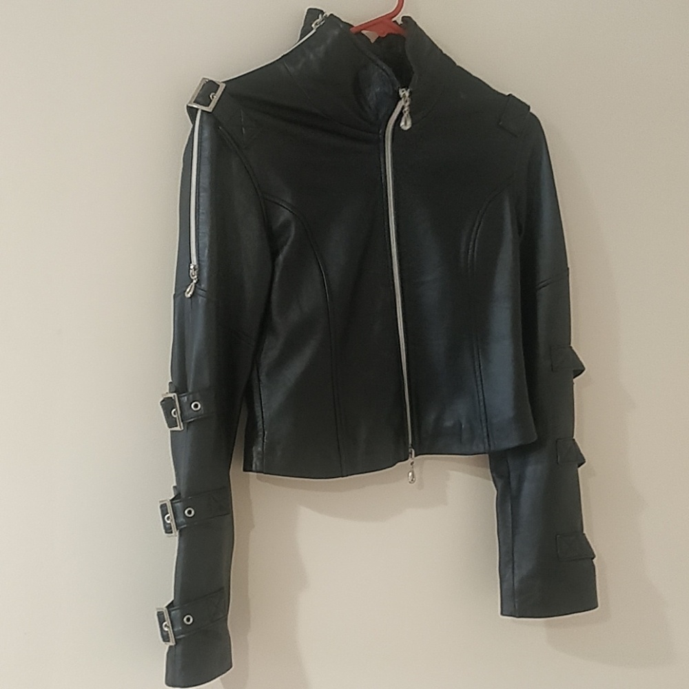 Punk bondage leather jacket!